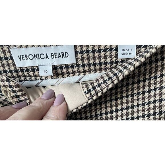New $428 Veronica Beard Arte Houndstooth Check Crop Pants Wool Blend  Size 10 - Picture 7 of 8